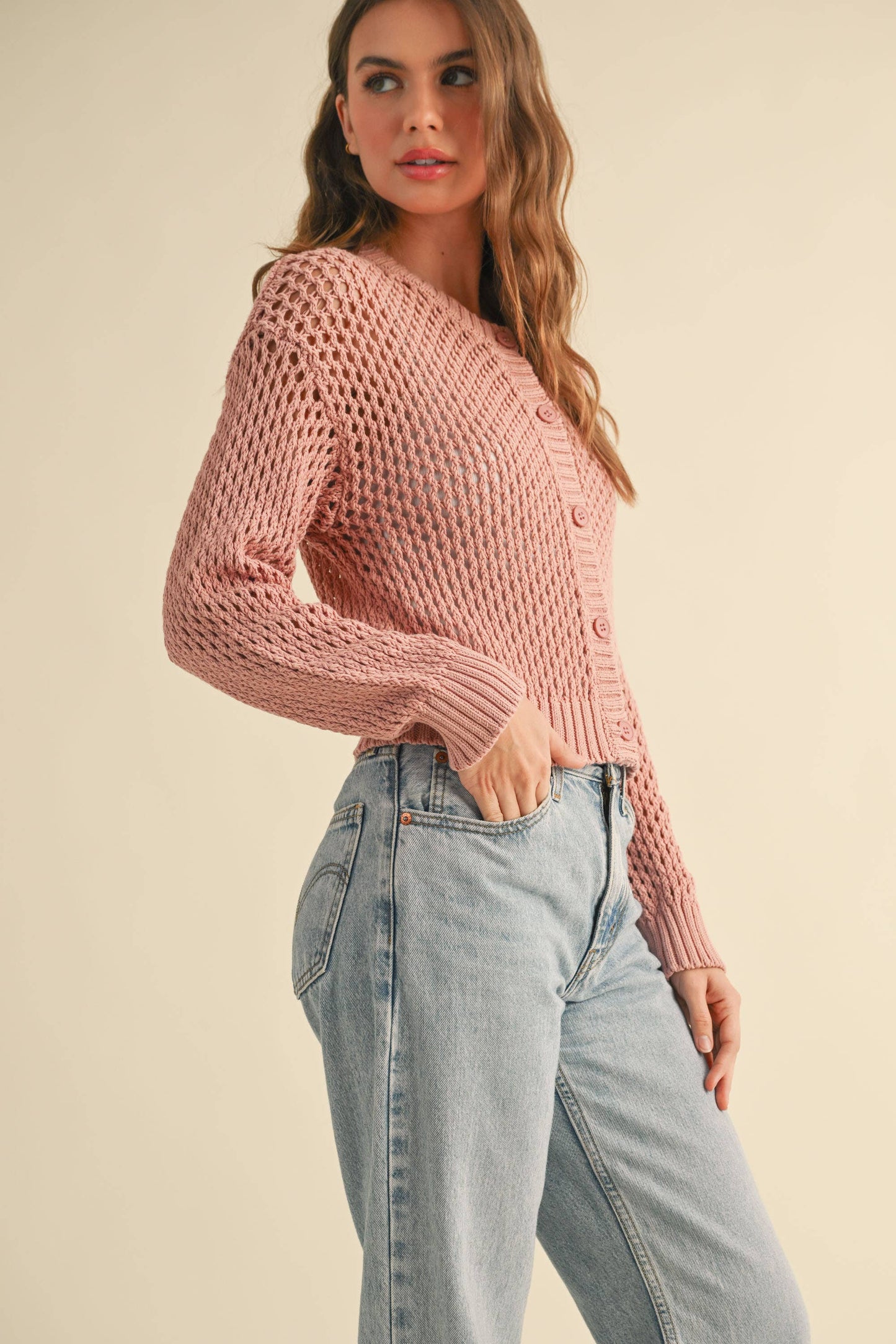 J2844 CROCHET KNITTED BUTTONDOWN CARDIGAN