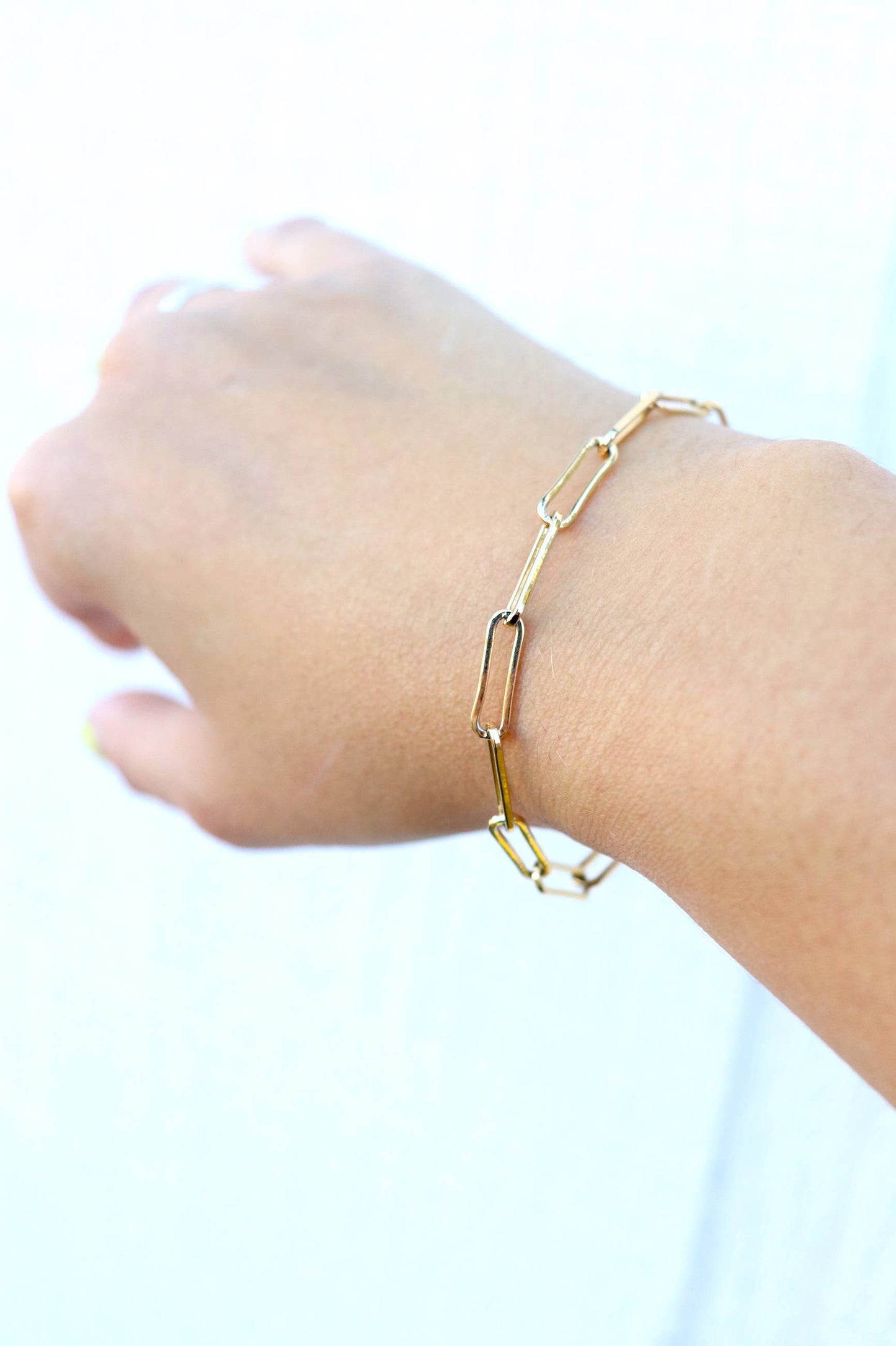 Paper Clip Gold Chain Bracelet - Water Resistant