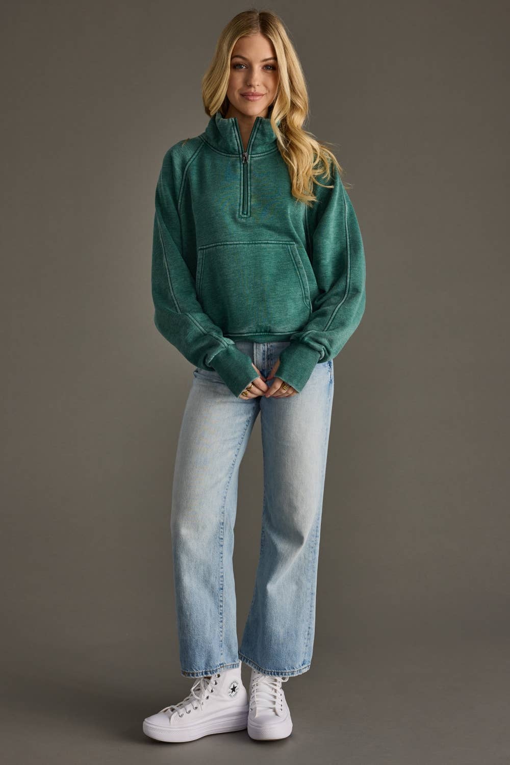 Dk Green Quarter Zip Sweatshirt