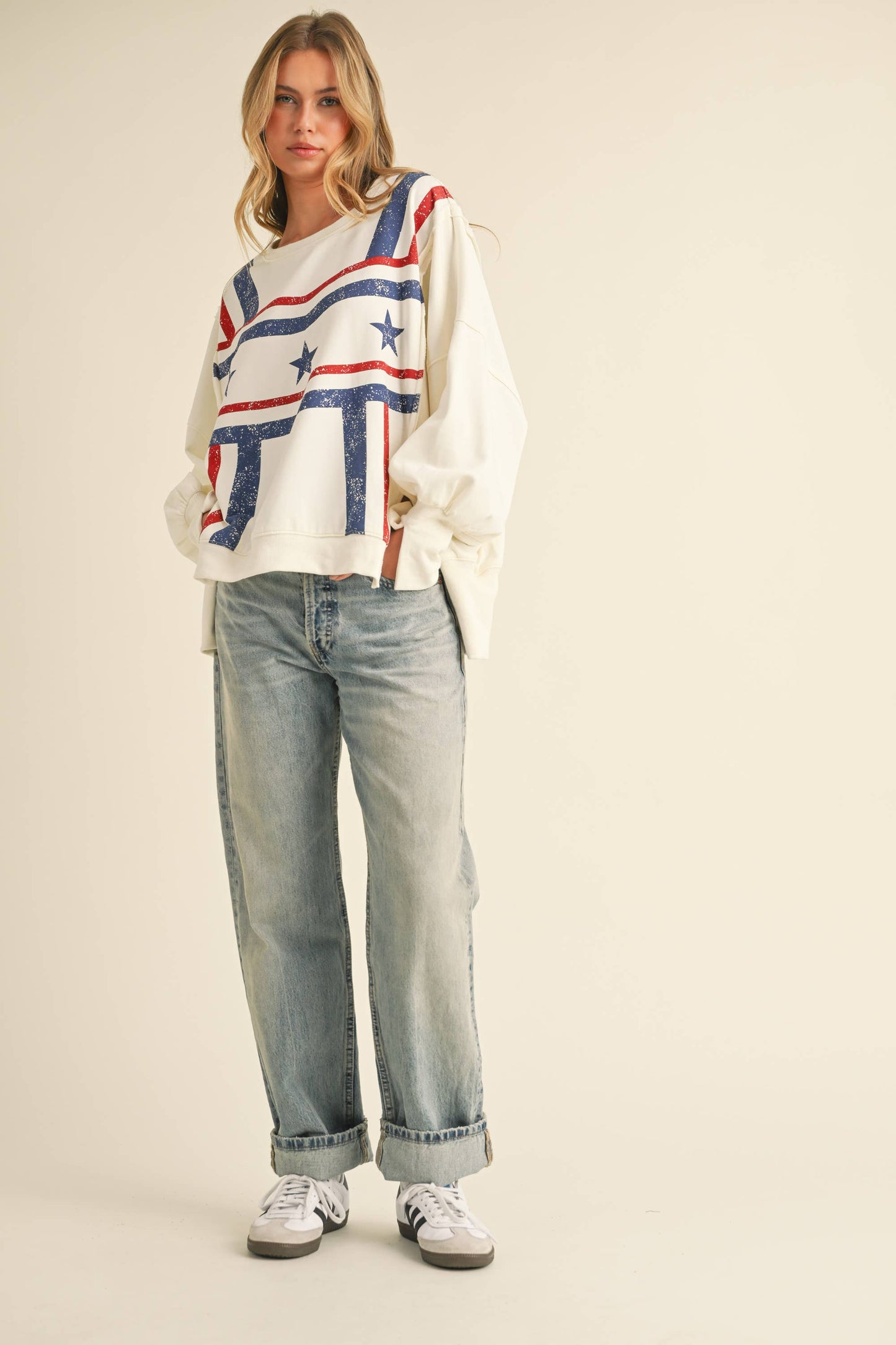 USA STAR GRAPHIC RELAXED FIT SWEATSHIRT