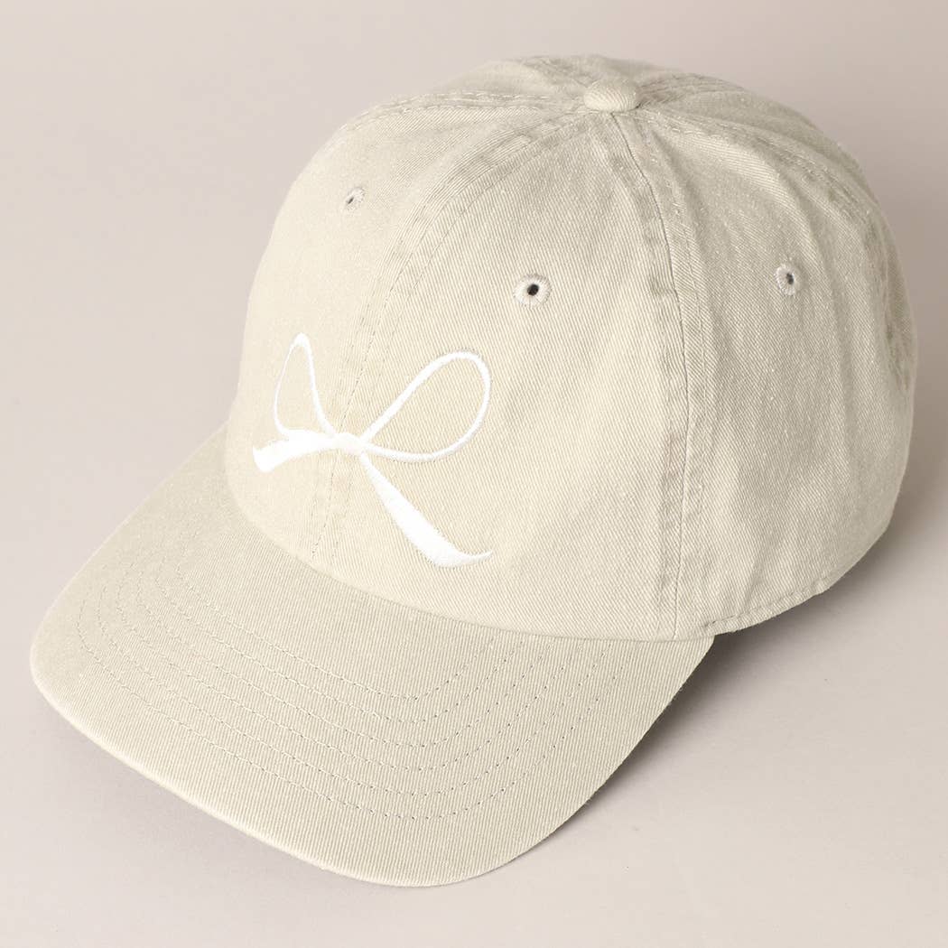 Bow Embroidered Cotton Baseball Cap
