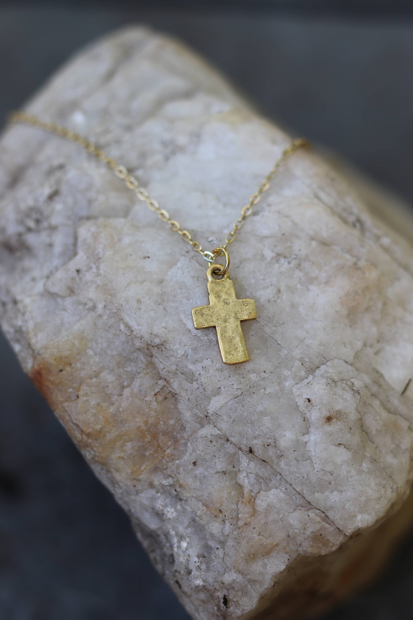 Gold Cross Necklace on Dainty Water Resistant Chain