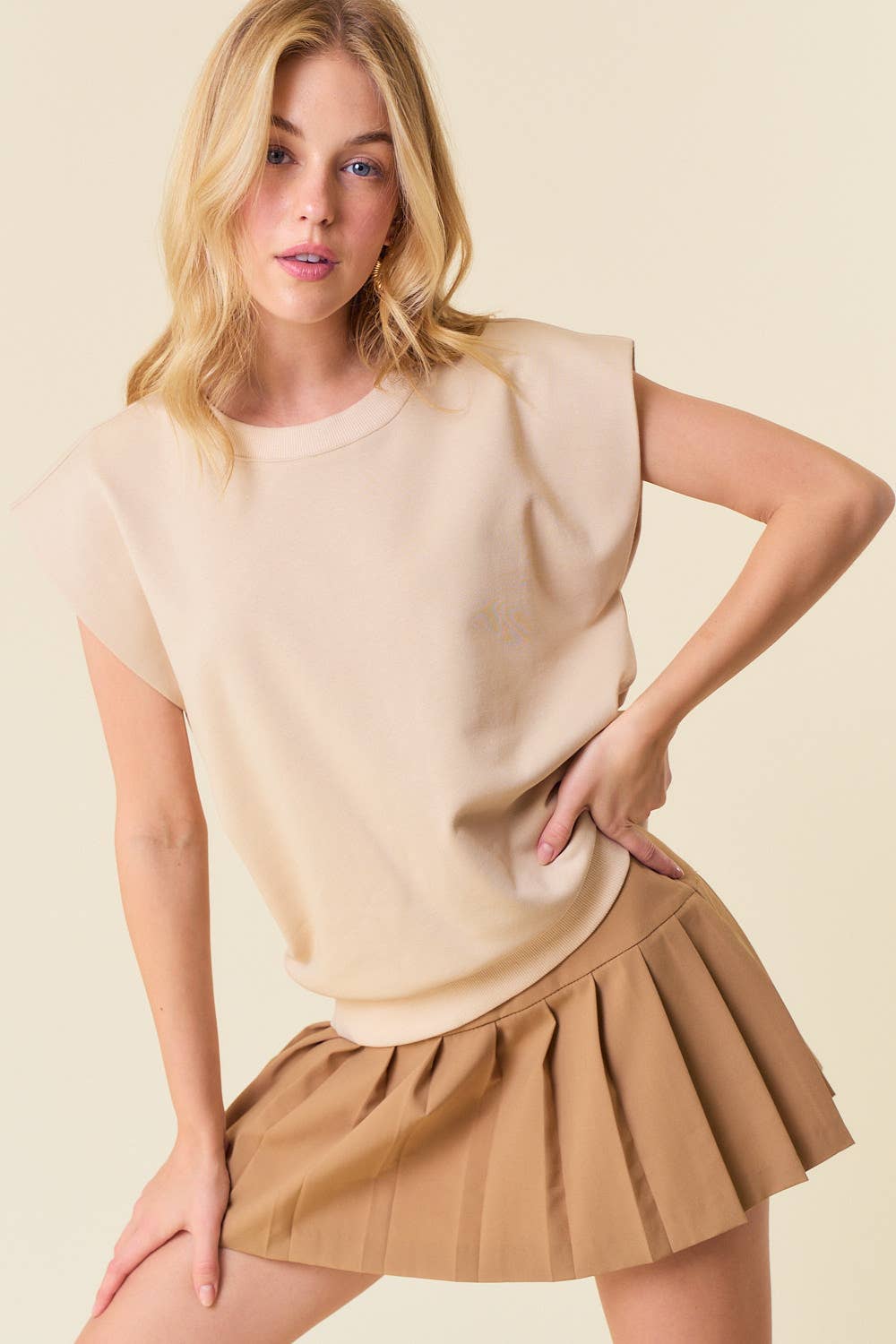 COTTON FRENCH TERRY CREW NECK MUSCLE SWEATSHIRT - 44388T