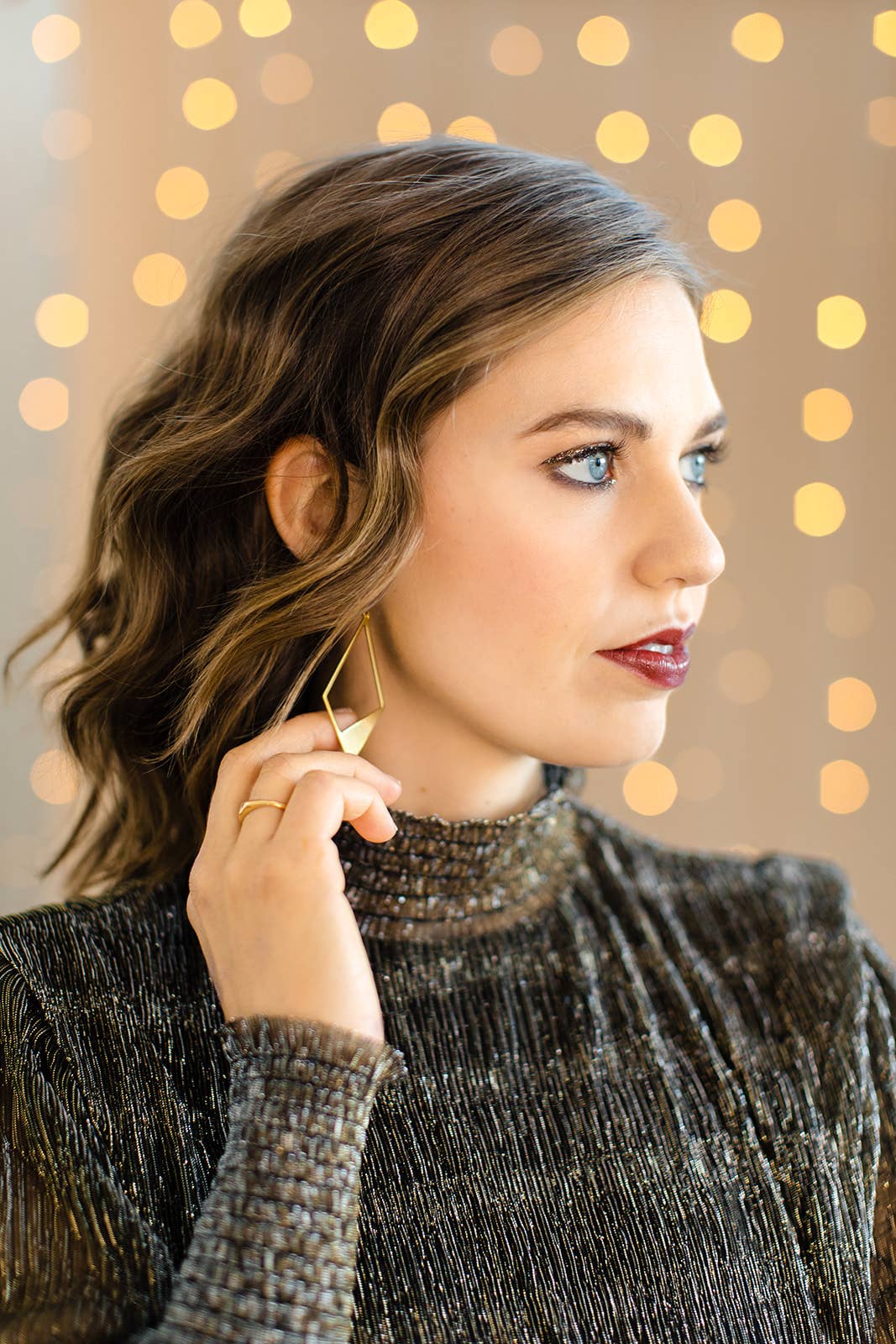 Brass Cut-Out Diamond Statement Earrings