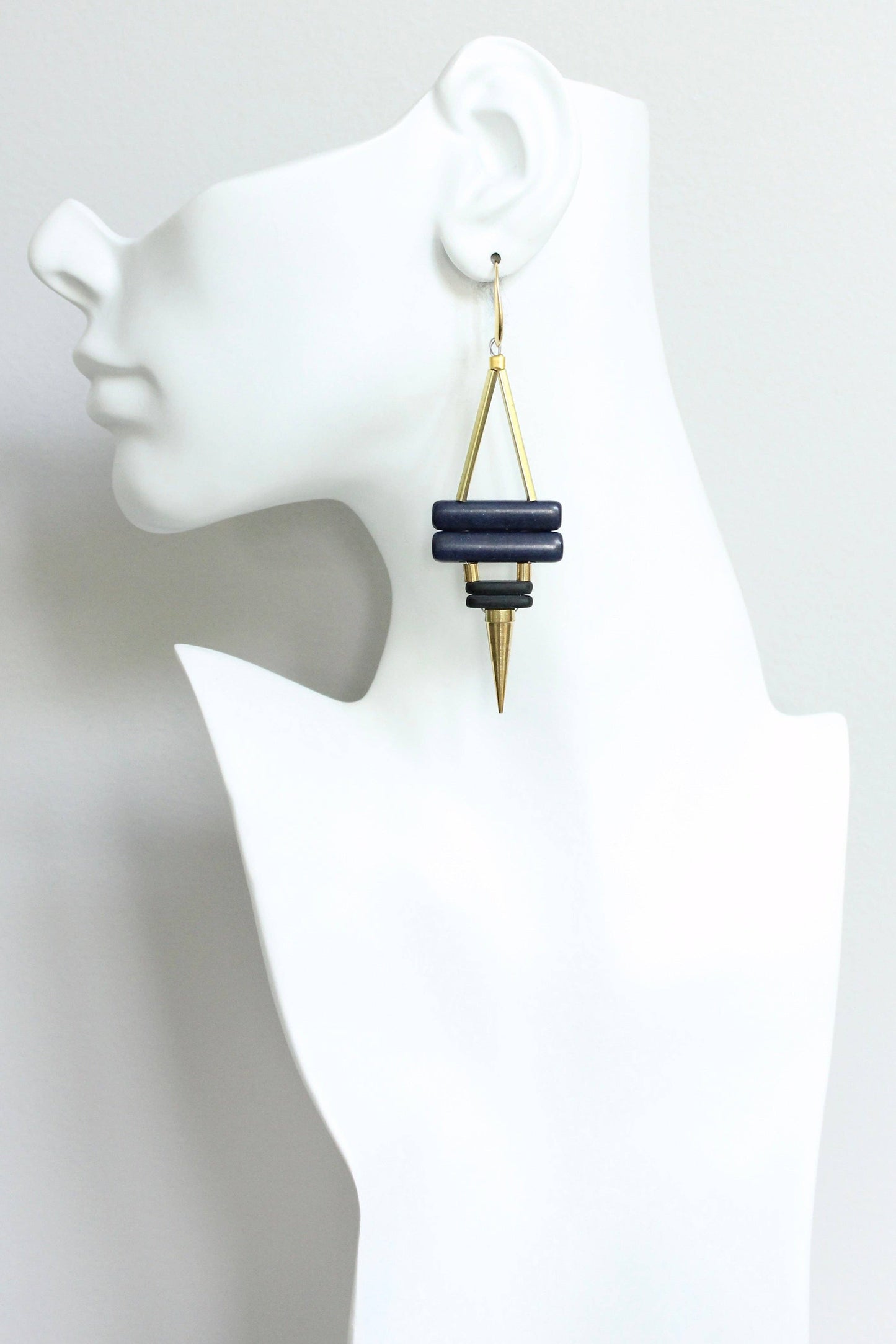 navy and black spike earrings