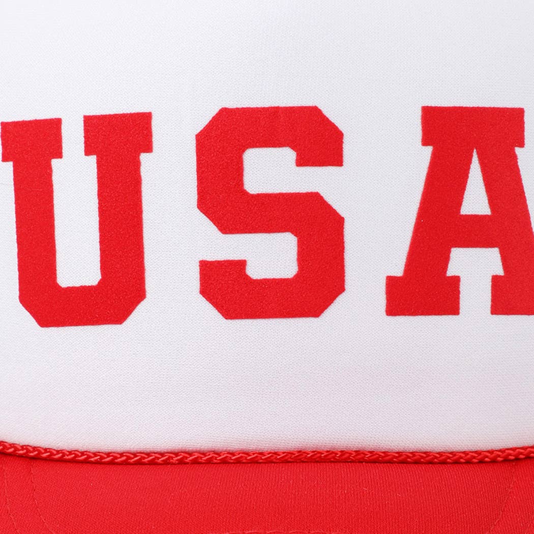 USA Letter Suede Like Logo Print Foam Trucker Hat