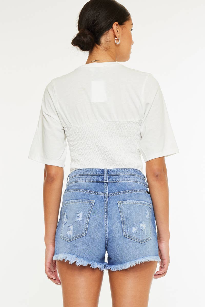 OPEN PACK HIGH RISE MOM DENIM SHORTS-KC8560NM