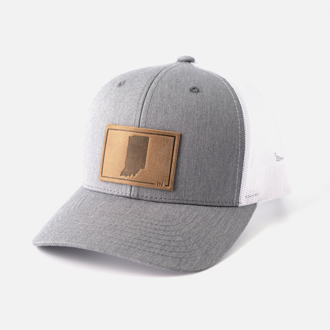 Indiana Silhouette Hat | Leather Patch Trucker Hat