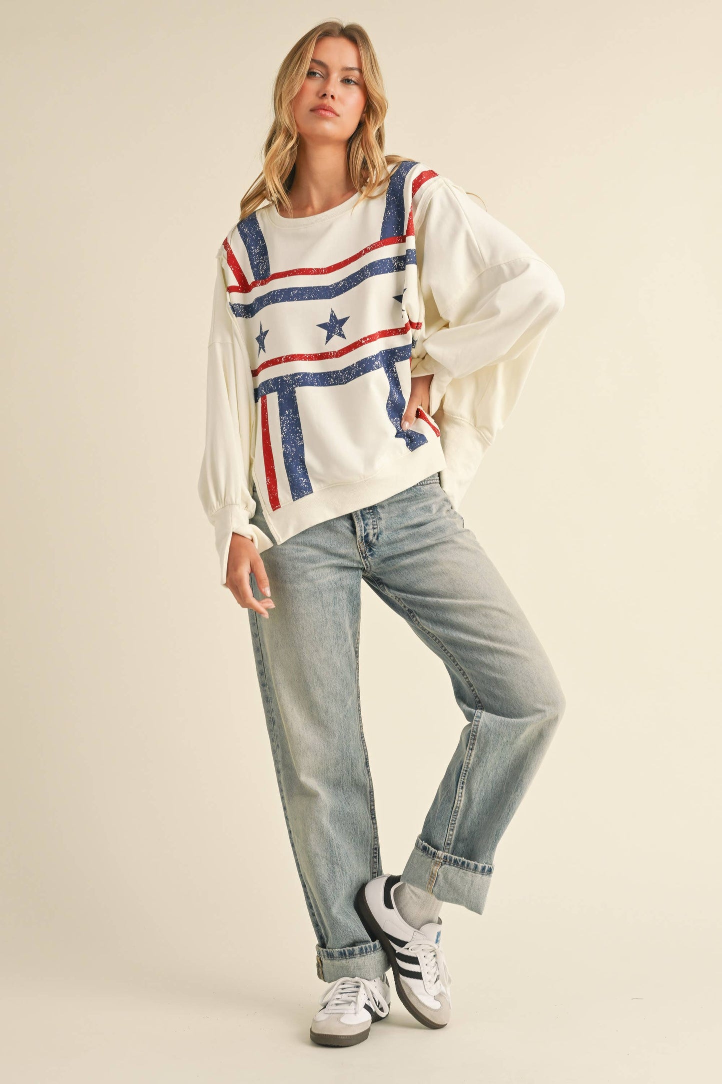USA STAR GRAPHIC RELAXED FIT SWEATSHIRT