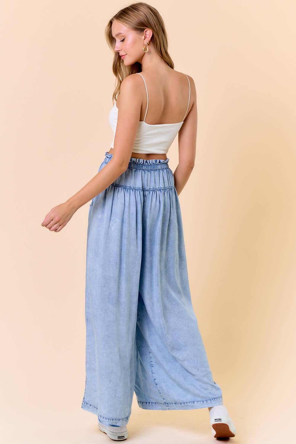 TENCEL DENIM VOLUME WIDE-LEG PANT W/ SLANT POCKETS - 8823P