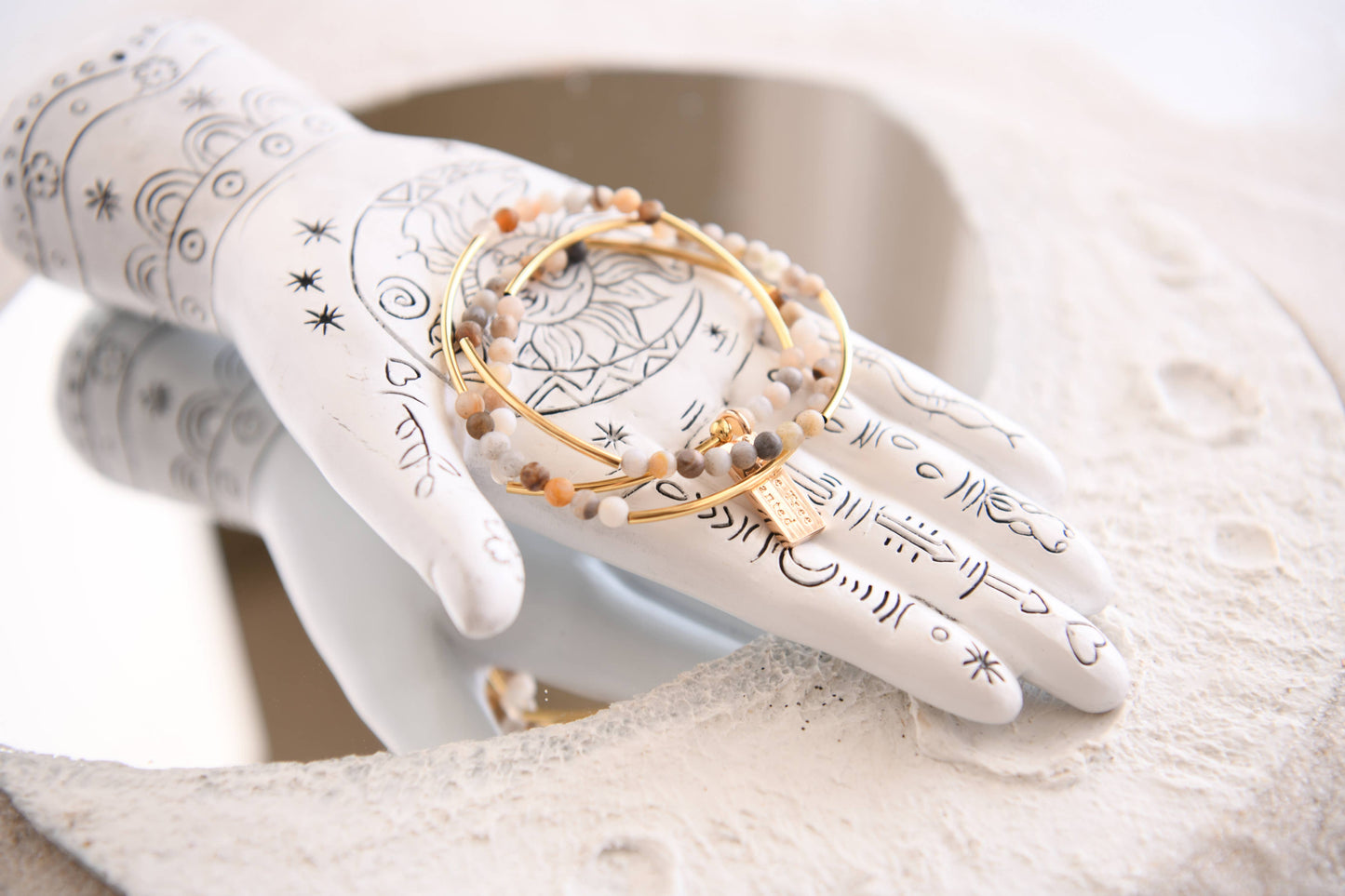 Gemstone and Gold Plated Triple Wrap Bracelets Holiday Gift