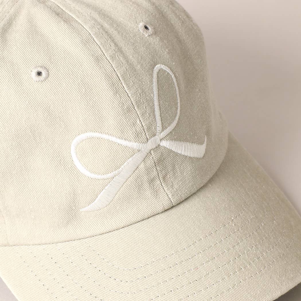 Bow Embroidered Cotton Baseball Cap