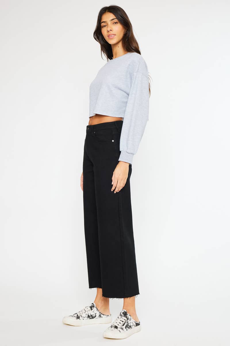 KC-High Rise Crop Wide Leg Jeans