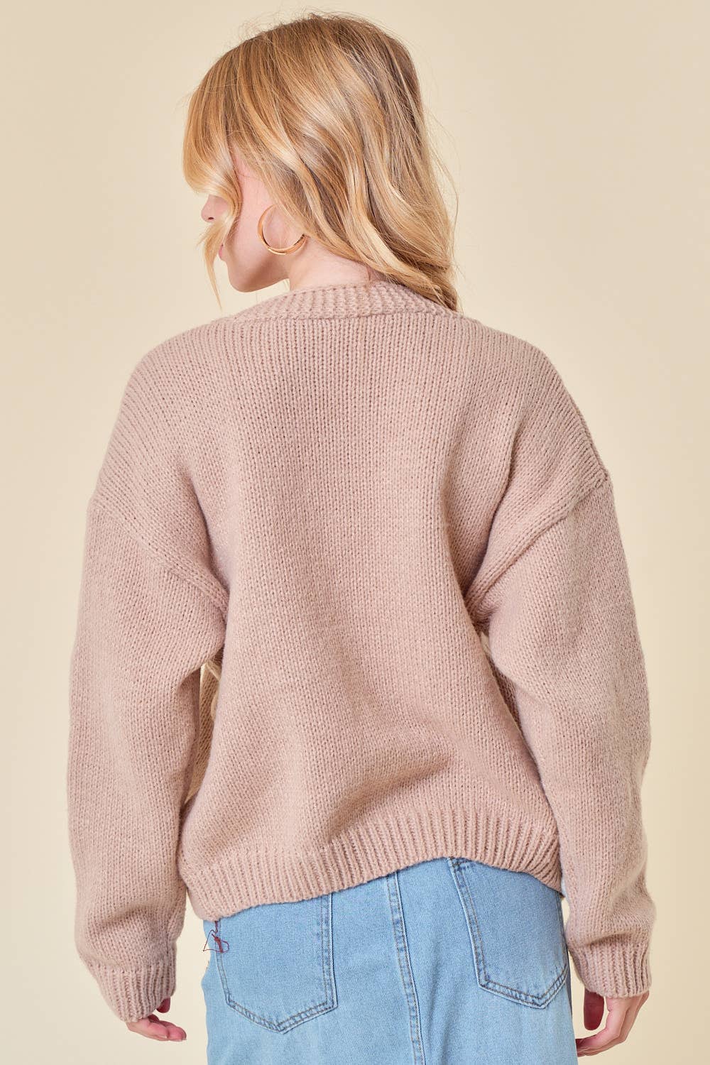 DROP SHOULDER FLOWER CARDIGAN - 1705C