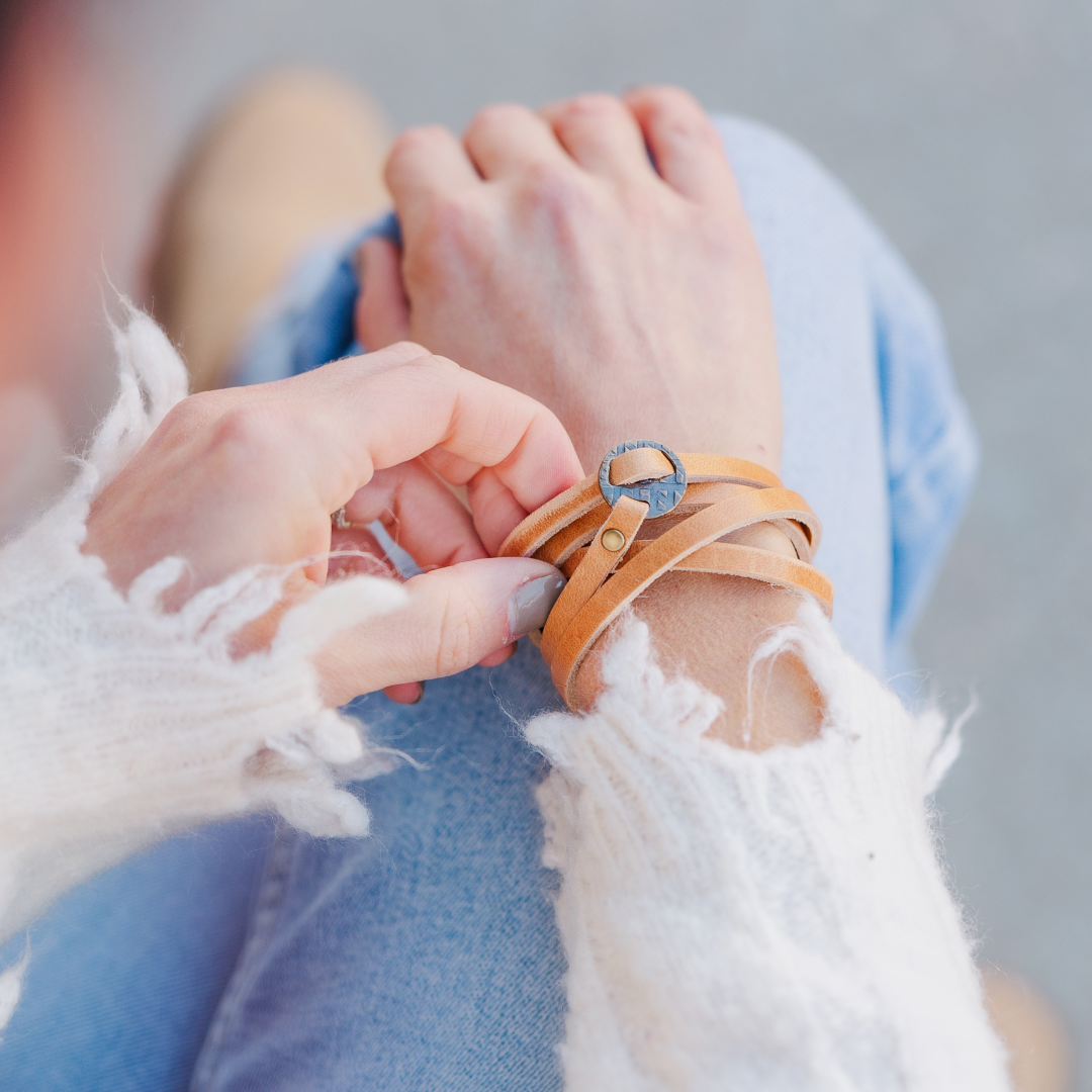 Full-Grain Leather Whitney Wrap Bracelet - USA Made