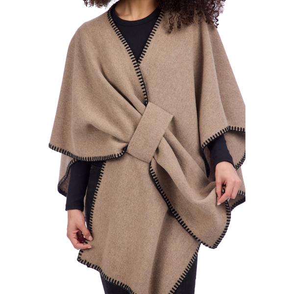 OATMEAL HAYWORD BLANET STITCH PONCHO
