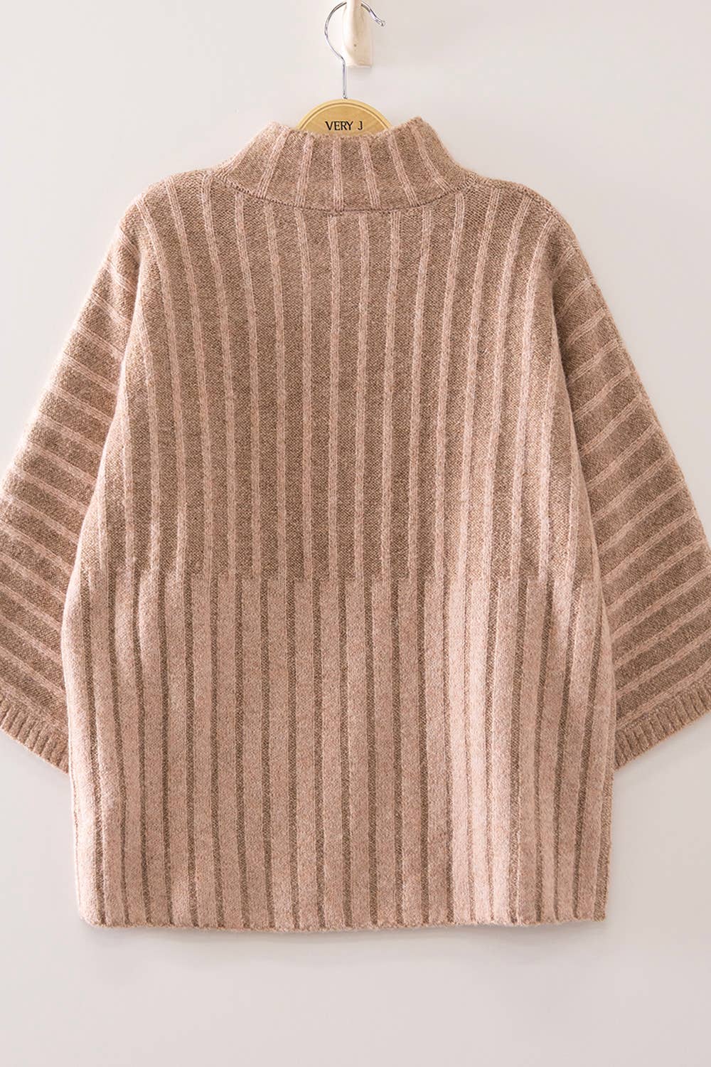 12W3673N-Ribbed Knit Mock Neck Sweater