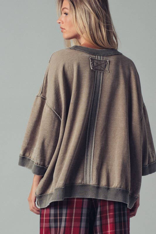 Oversized Seam Detail Pullover Top