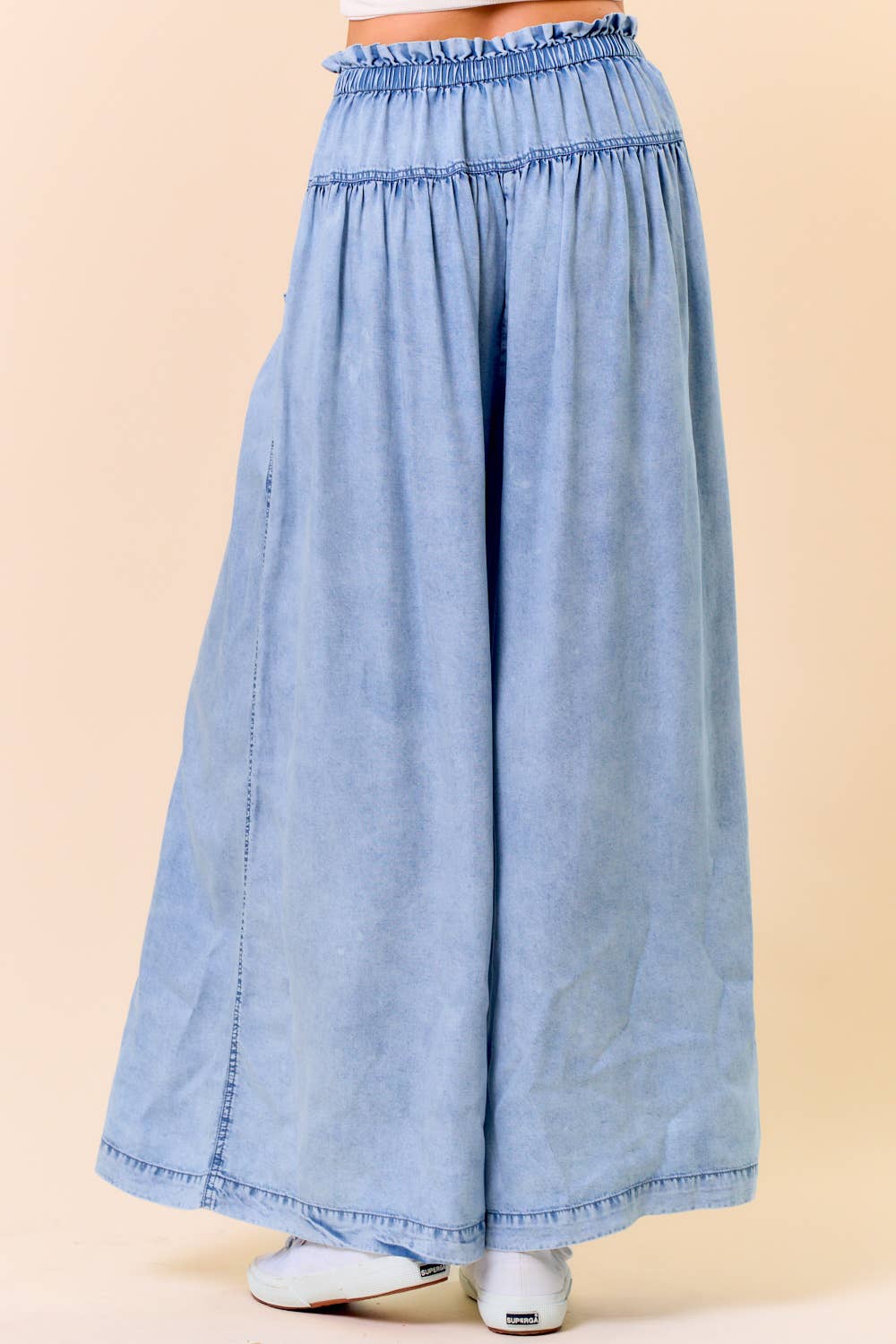 TENCEL DENIM VOLUME WIDE-LEG PANT W/ SLANT POCKETS - 8823P