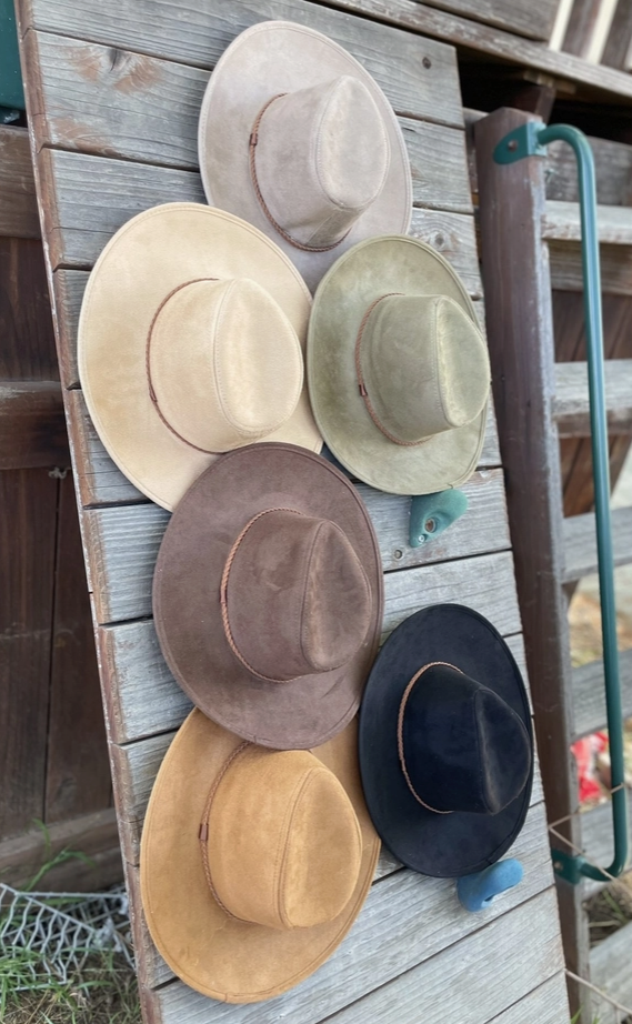 Faux Suede Wide Brim Panama Hat with Braided Band