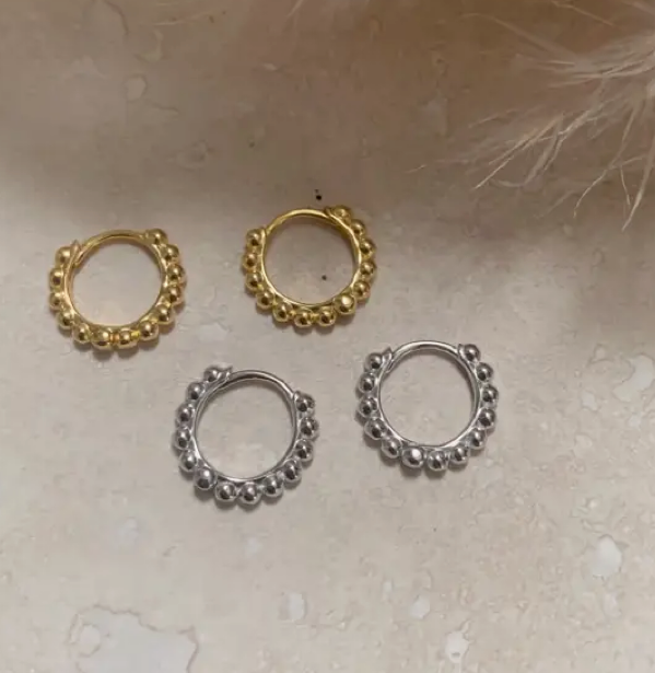 Gold Plated Hinged Bubble Hoop Earrings