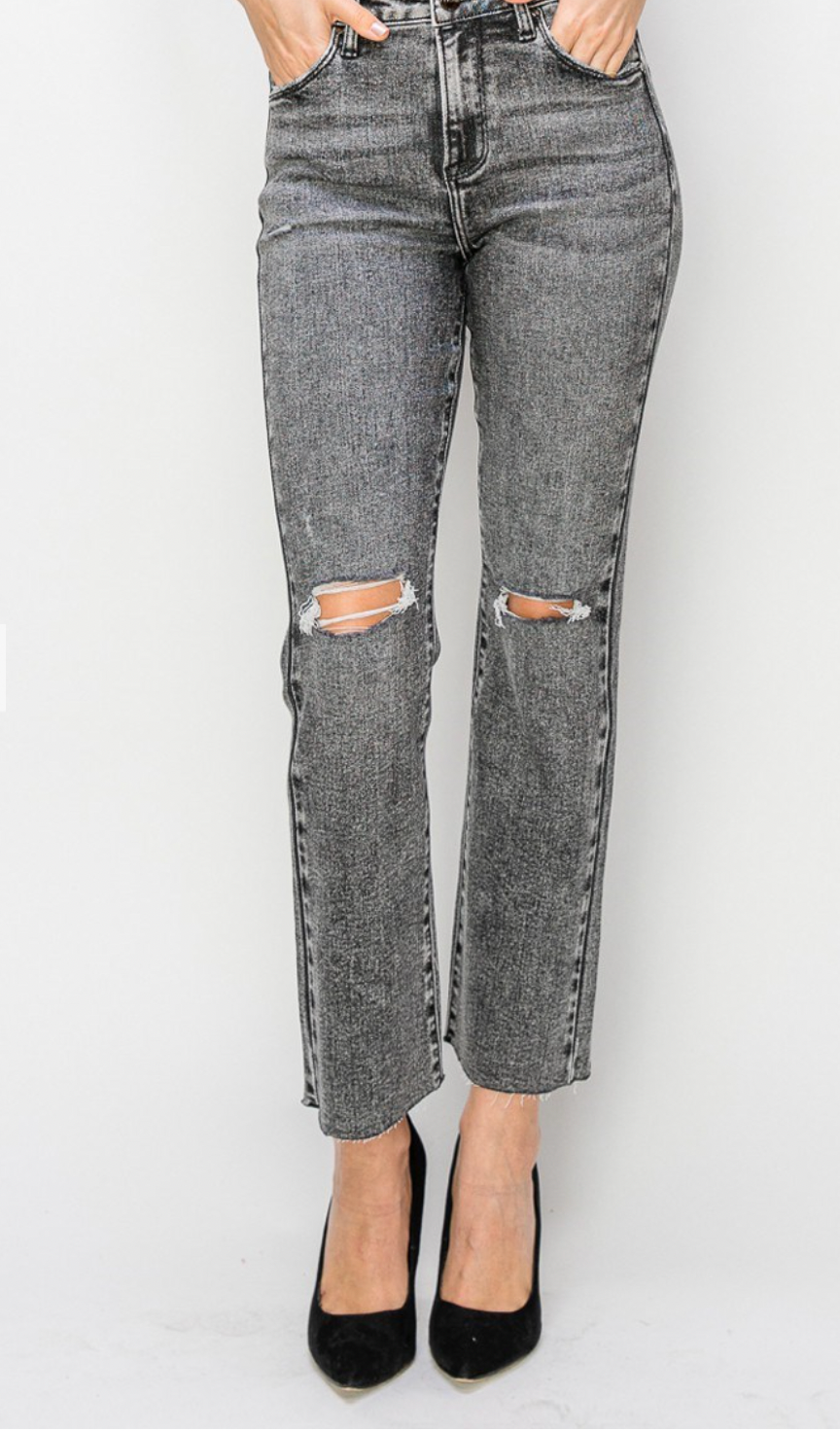 HIGH RISE ANKLE STRAIGHT JEANS