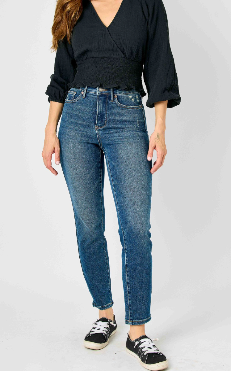 HW Tummy Control Slim Jeans - Dark