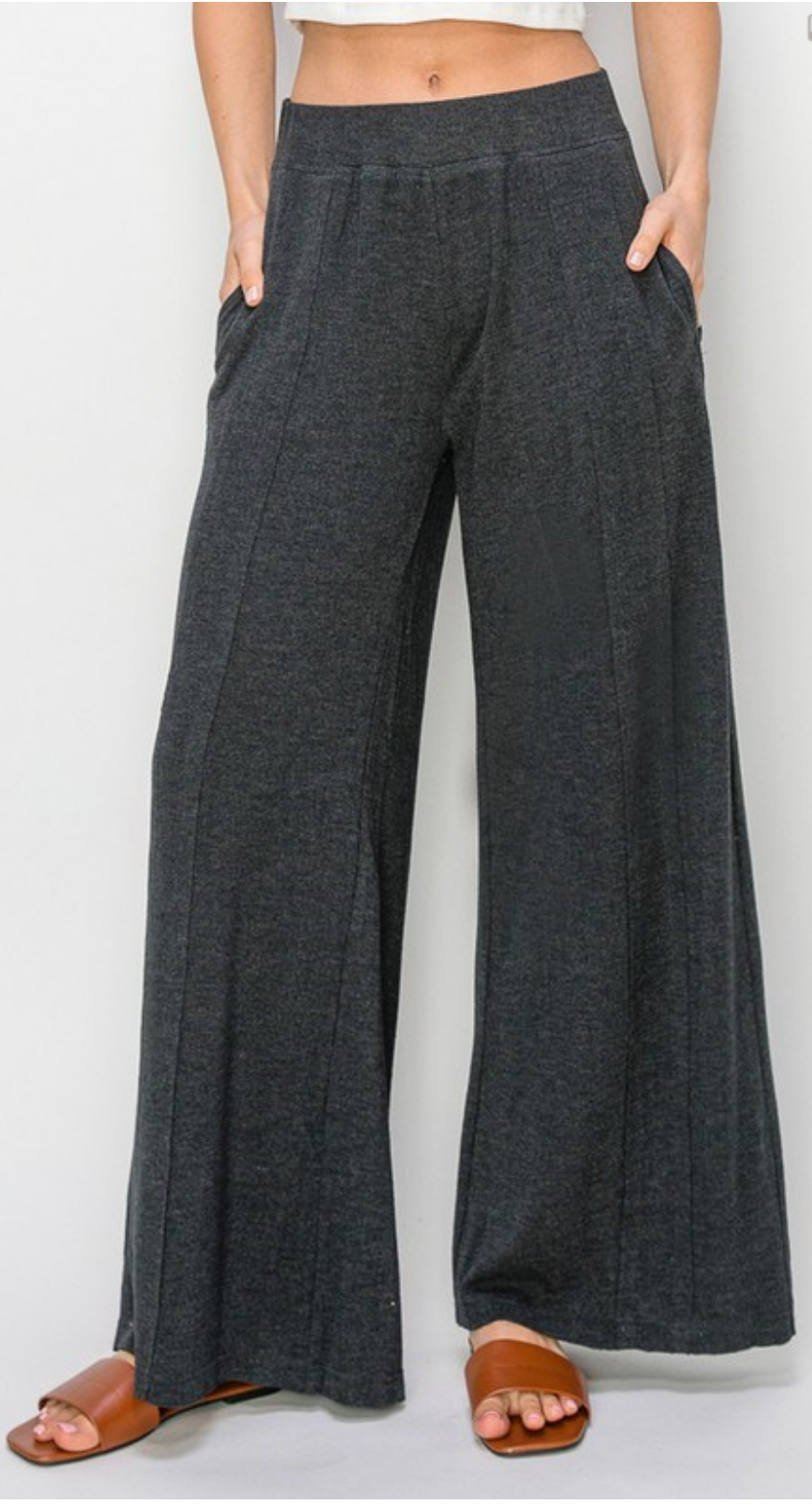 ULTRA SOFT LOUNGEWEAR WIDE PANTS - Charcoal