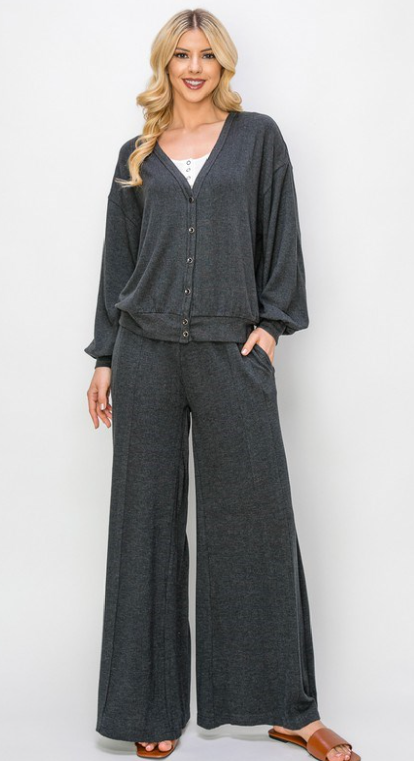 ULTRA SOFT LONG SLEEVE CARDIGAN - Charcoal