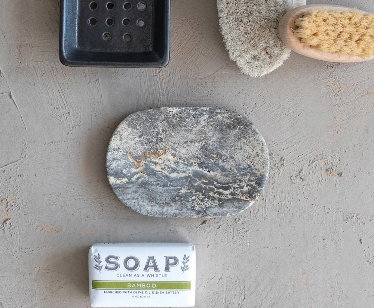 Oval Travertine Soap Dish