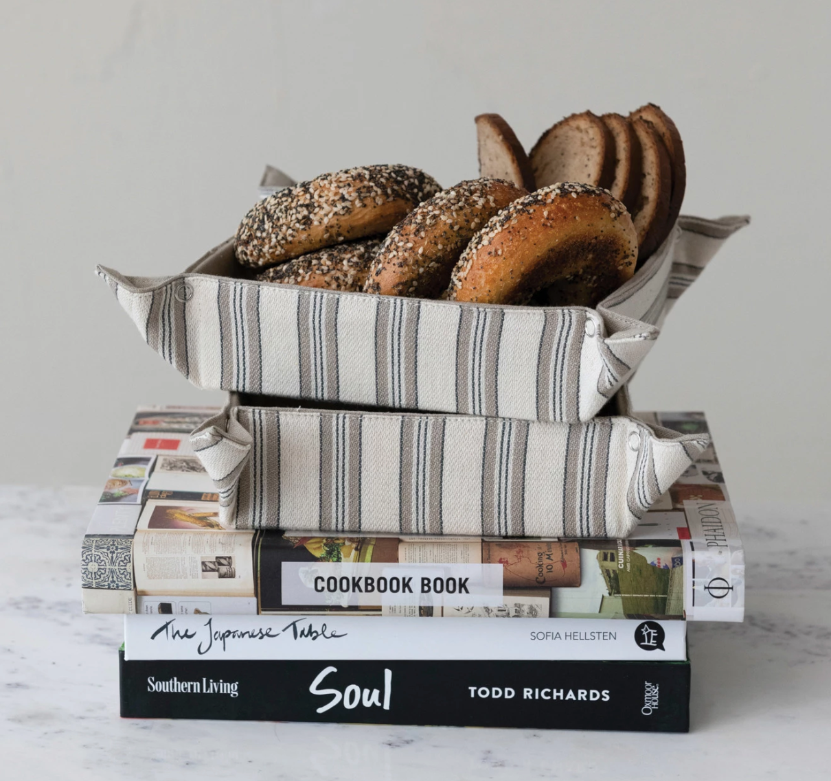 Woven Cotton Bread Basket & Snaps