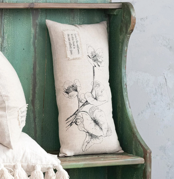 24"L x 12"H Linen Blend Printed Lumbar Pillow