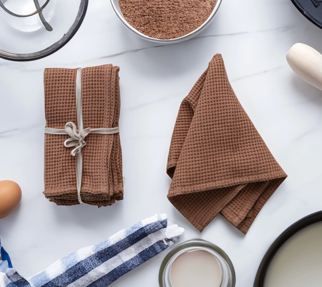 18" Square Woven Linen & Cotton Waffle Napkins, Set of 4