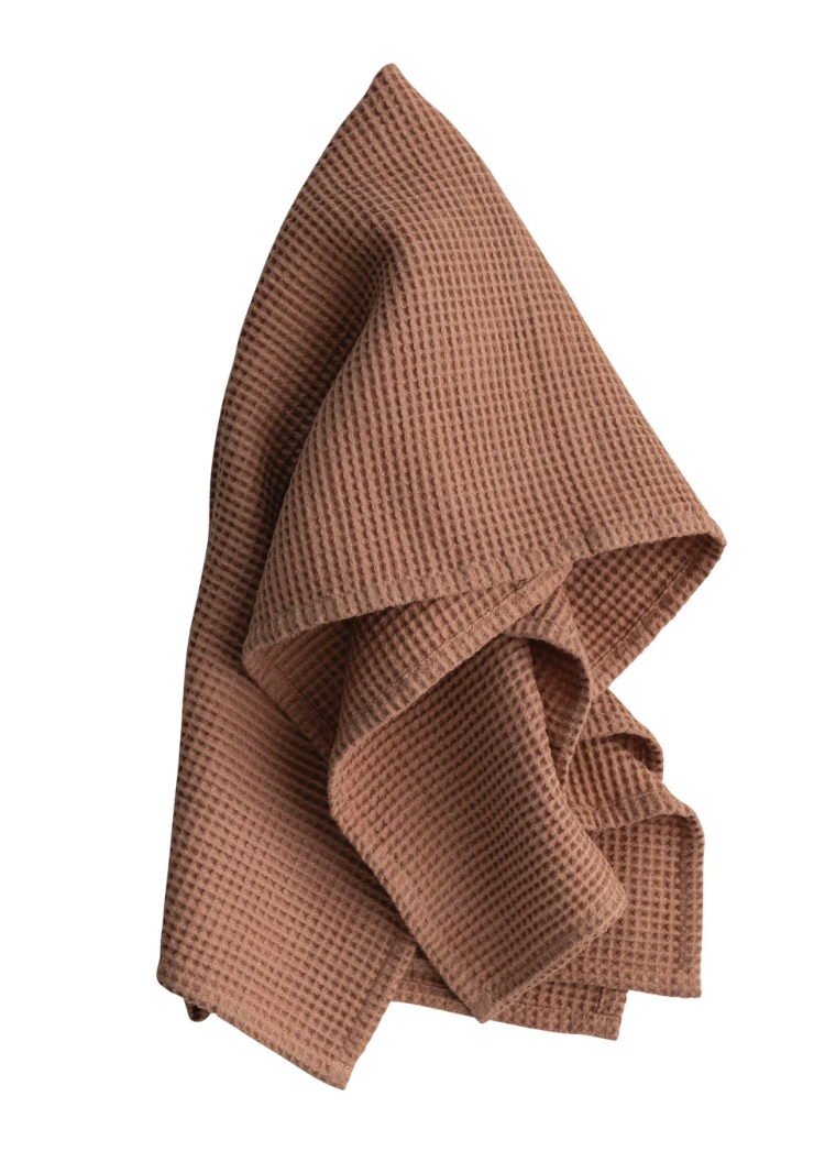 36"L x 20"W Oversized Woven Linen & Cotton Waffle Tea Towel w/ Loop
