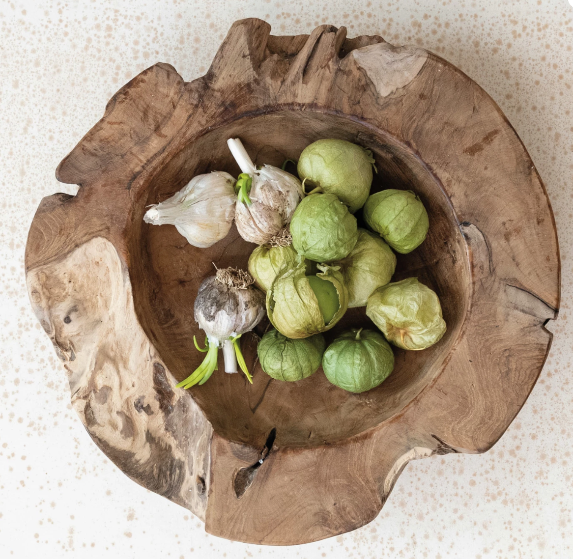 Teakwood Bowl, Natural (Each One Will Vary)