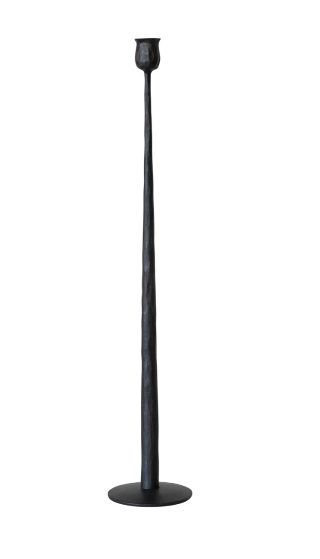 24" Hand-Forged Cast Iron Taper Holder, Black