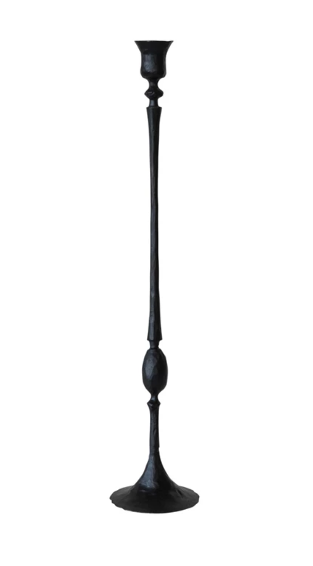 20" Hand-Forged Cast Iron Taper Holder, Black