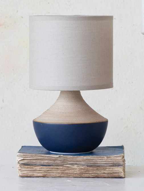 Stoneware Table Lamp w/ Linen Shade