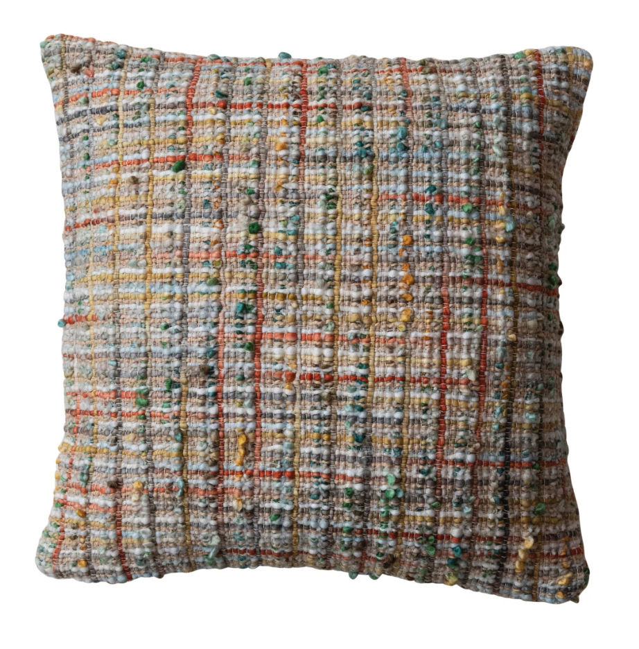 18" Square Woven Acrylic Blend Bouclé Pillow