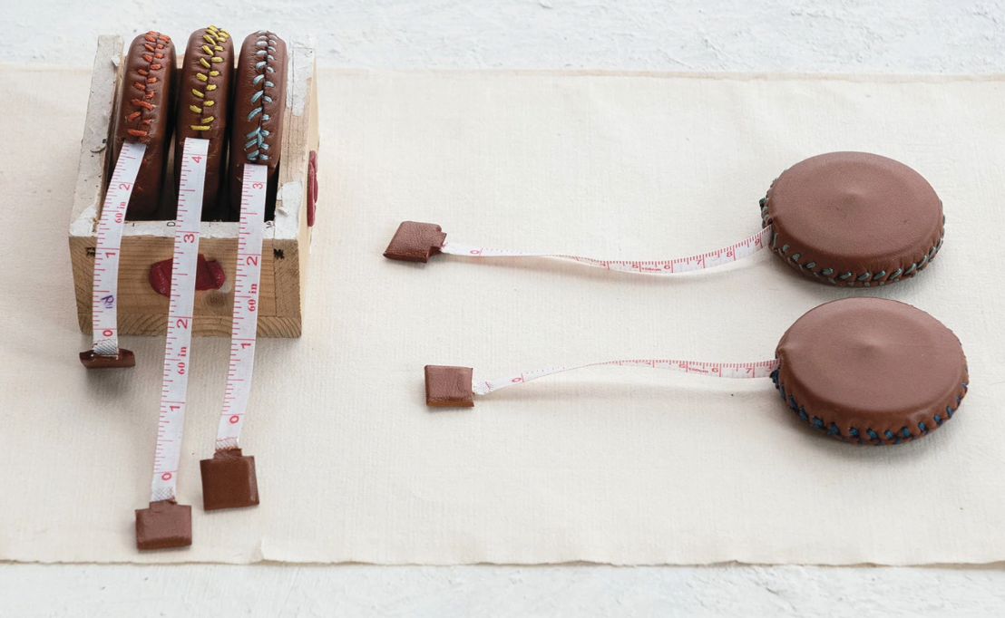Handmade Plastic & Leather Tape Measure, 6 Colors (Each Measures 5 Feet)