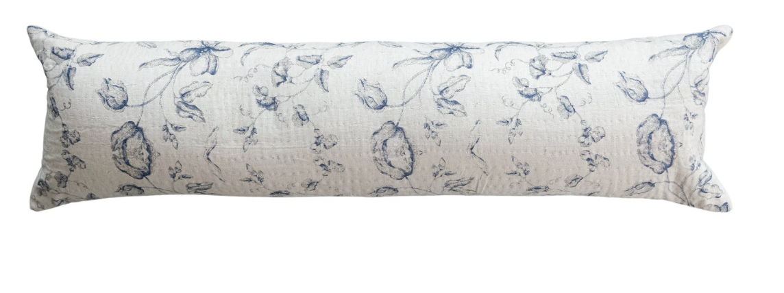 Cotton & Linen Printed Lumbar Pillow (Each One Will Vary)
