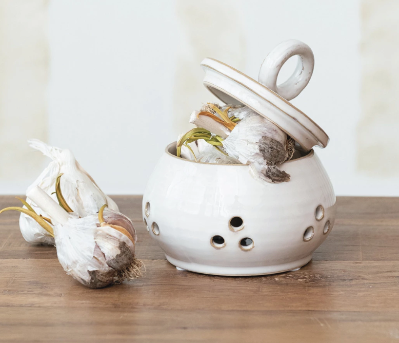 Stoneware Garlic/Onion Keeper (Each One Will Vary)