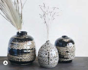 Terra-Cotta Vases, Brown Set of 3