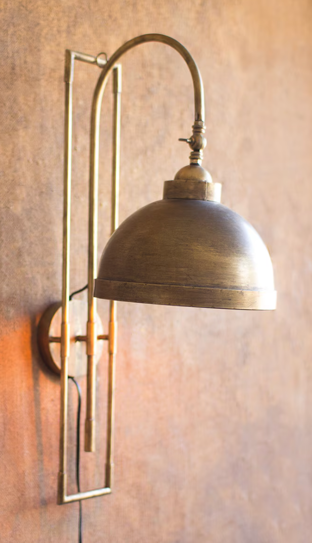 Metal Wall Light with Antique Brass Finish