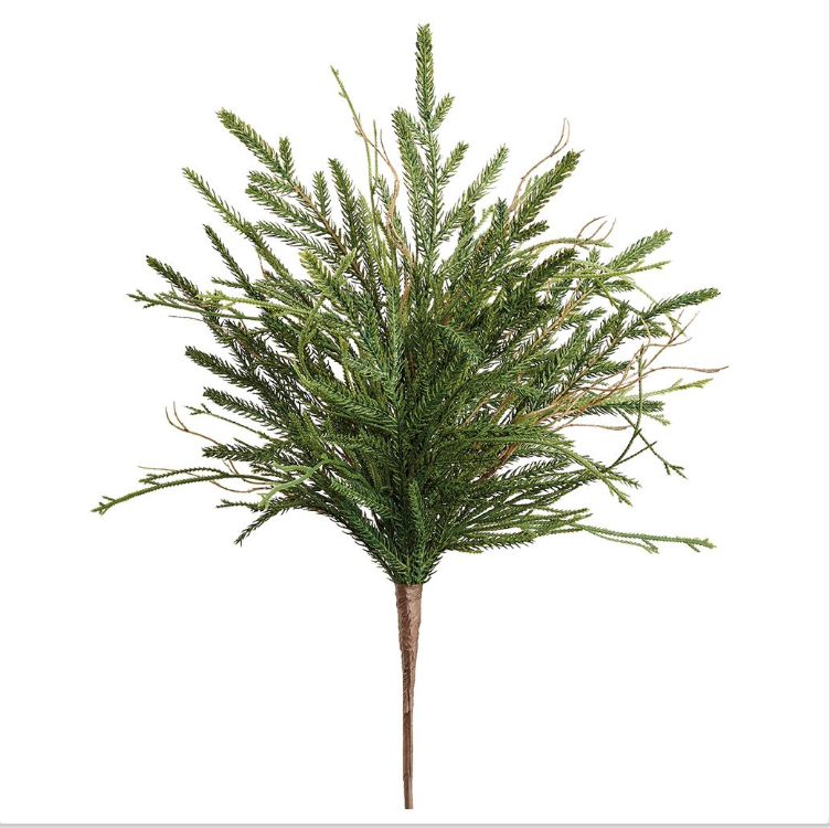 20" Pine/Club Moss Fern Bush Green