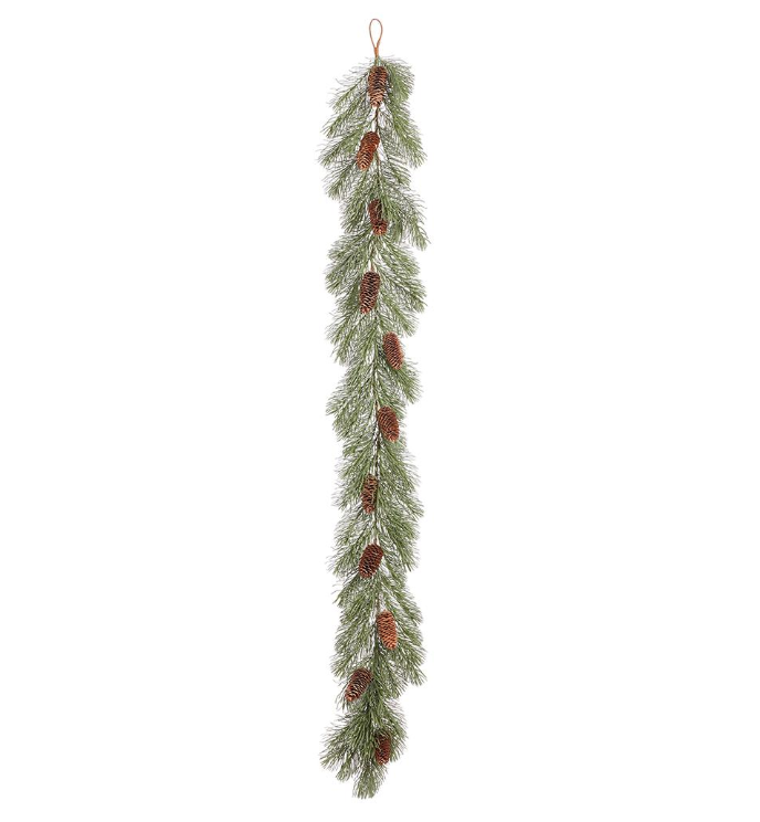 6' Pine/Pine Cone Garland Green Brown