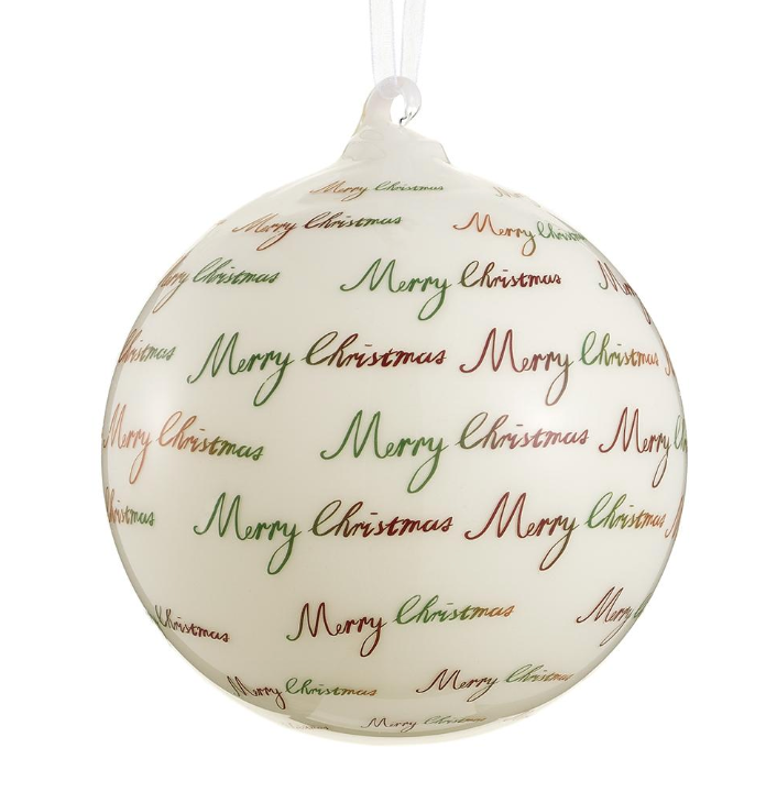 Glass Merry Christmas Ball Ornament Cream Mixed
