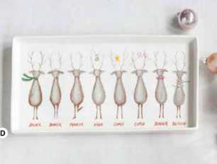 Stoneware Platter w/ Santa's Reindeer