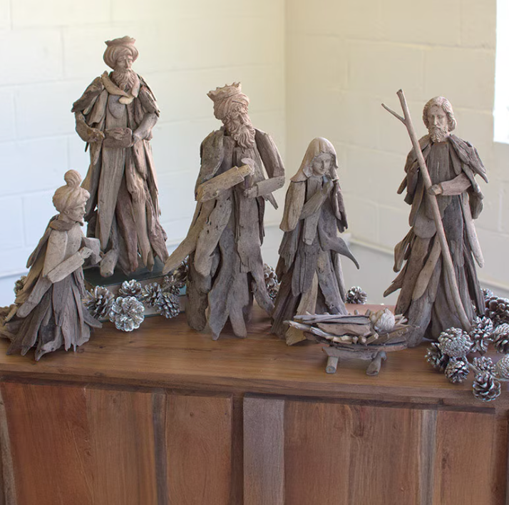 Set of Six Driftwood Nativity Set
