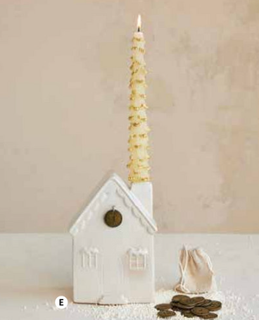 Stoneware House Taper Holder Advent Calendar